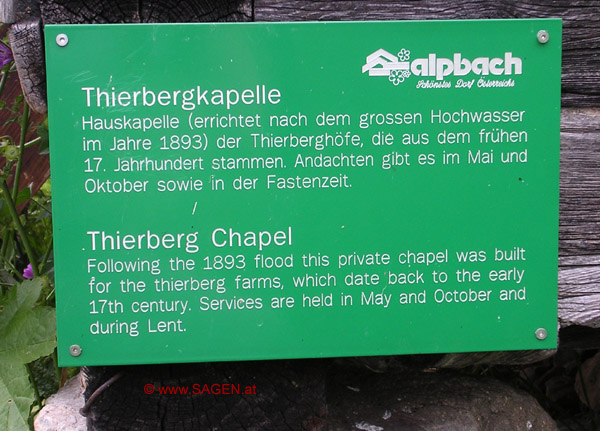 Informationstafel an der Thierbergkapelle, Alpbach